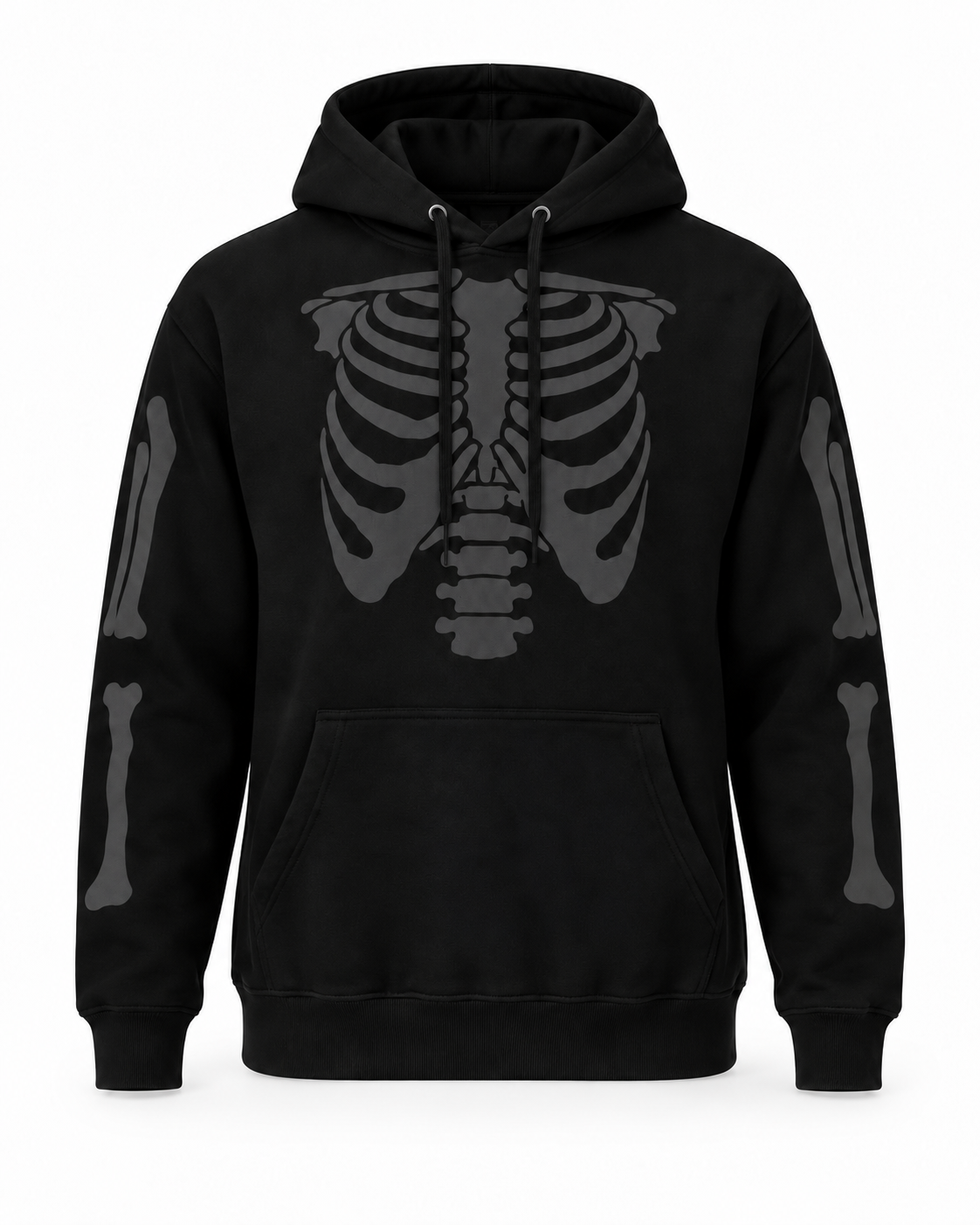 SKELETON BLACK OUT HOODIE - BLACK