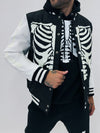 GLOW IN THE DARK SKELETON VARSITY JACKET - BLACK/WHITE