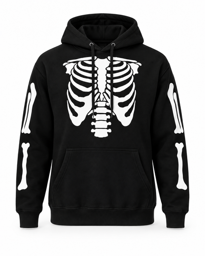 SKELETON GLOW IN THE DARK HOODIE - BLACK