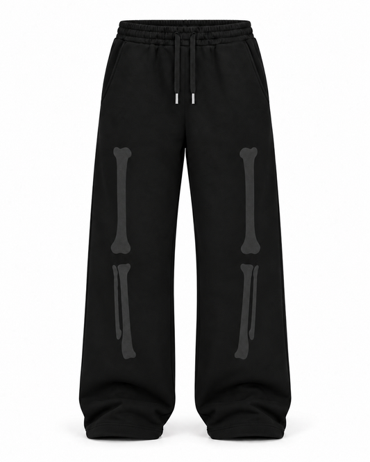 SKELETON BLACK OUT SWEATS - BLACK