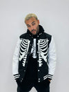 GLOW IN THE DARK SKELETON VARSITY JACKET - BLACK/WHITE