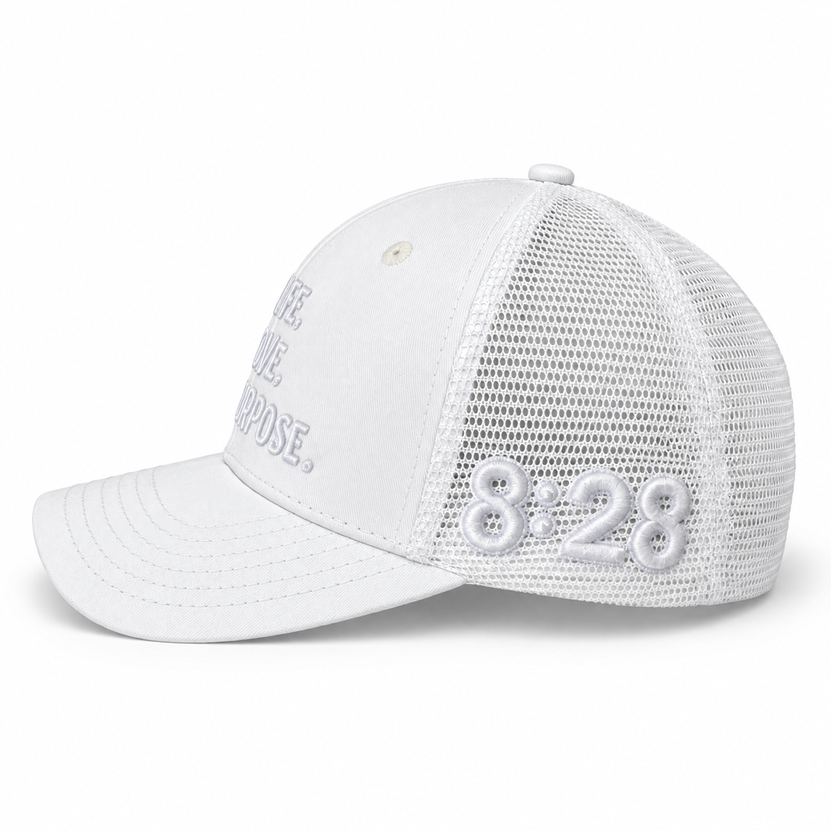 MORE LIFE MORE LOVE MORE PURPOSE TRUCKER HAT