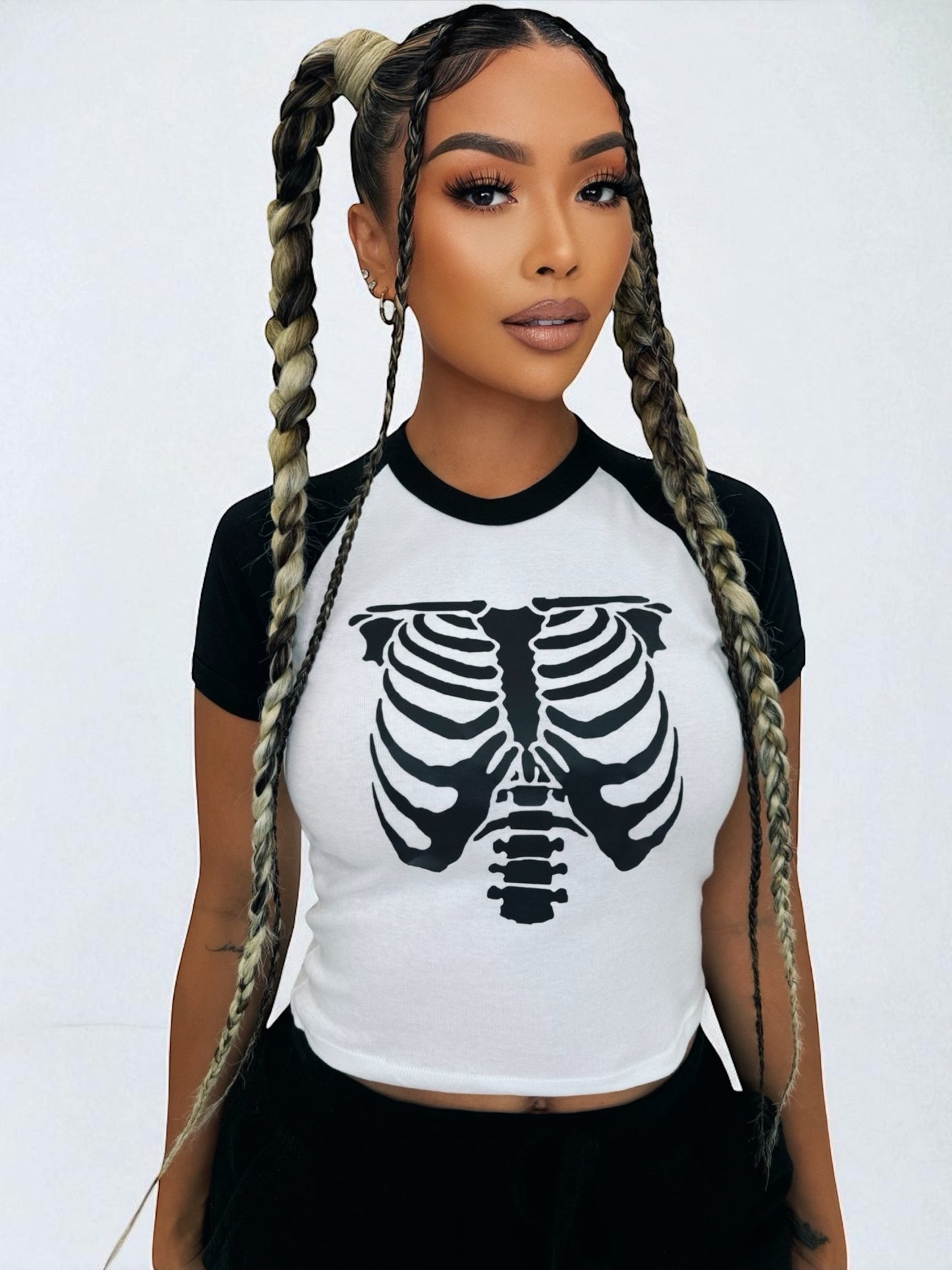 SKELETON BABY TEE - BLACK/WHITE