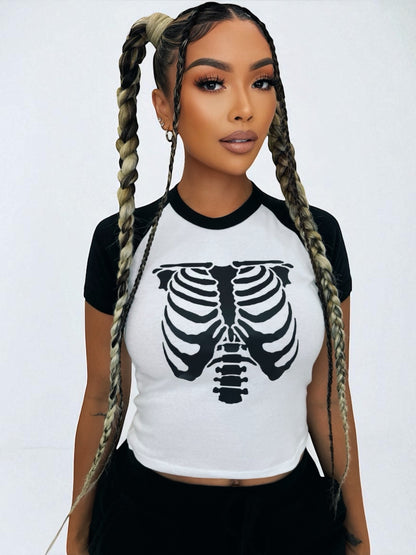SKELETON BABY TEE - BLACK/WHITE