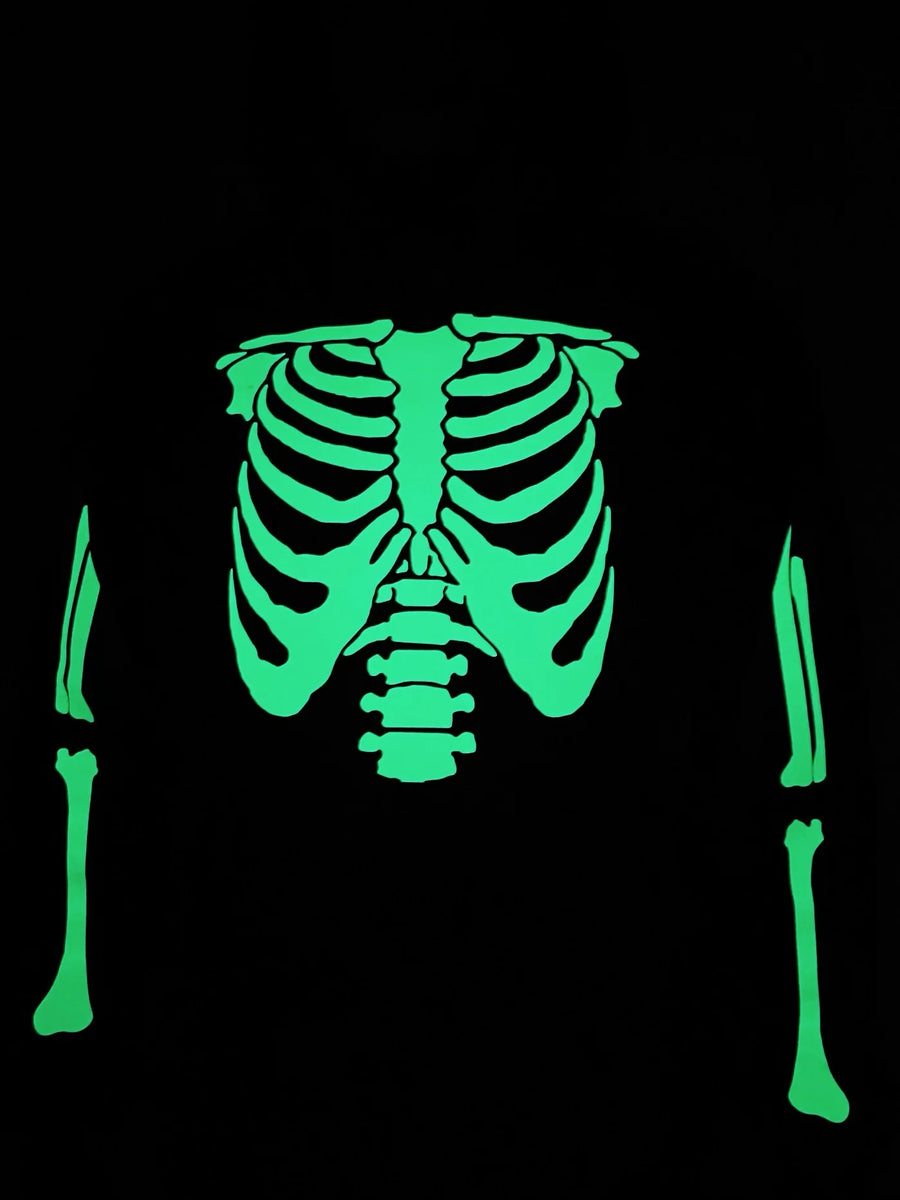 GLOW IN THE DARK SKELETON HOODIE - BABY PINK