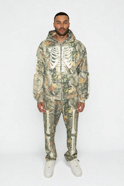 SKELETON GLOW IN THE DARK WIDE LEG SWEATS - VINTAGE WOOD CAMO
