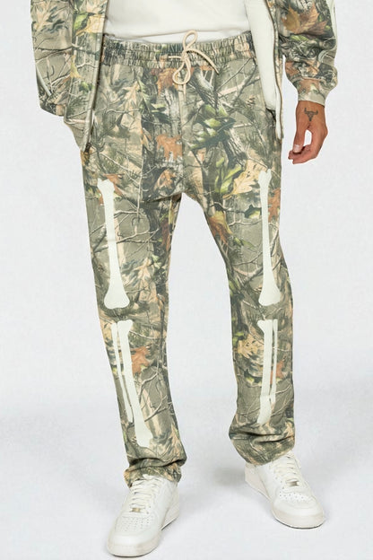 SKELETON GLOW IN THE DARK WIDE LEG SWEATS - VINTAGE WOOD CAMO