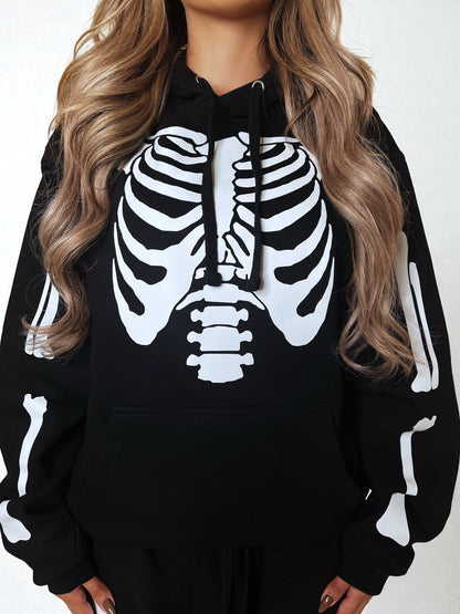SKELETON GLOW IN THE DARK HOODIE - BLACK