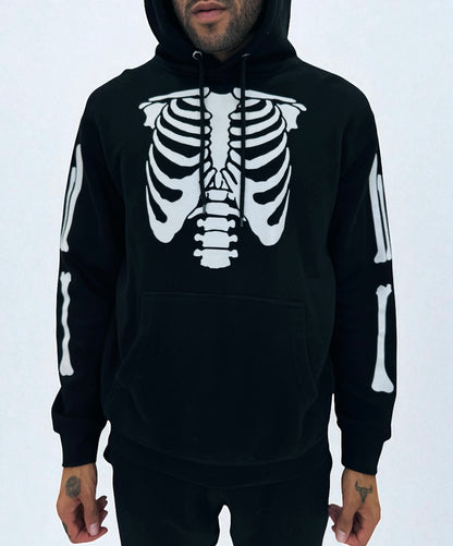 SKELETON GLOW IN THE DARK HOODIE - BLACK