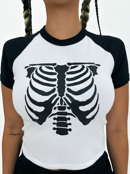 SKELETON BABY TEE - BLACK/WHITE